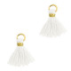 Ibiza style mini Tassel 1cm Gold-white